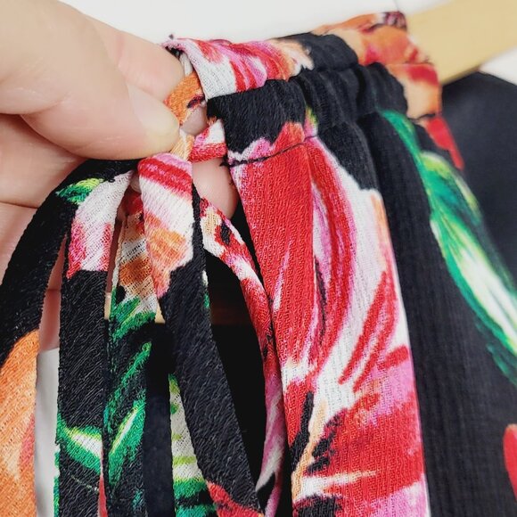 Multicolor Floral Sleeveless Lightwe Back Zip Wrap Knee Length Shift Dress Small - Picture 5 of 10